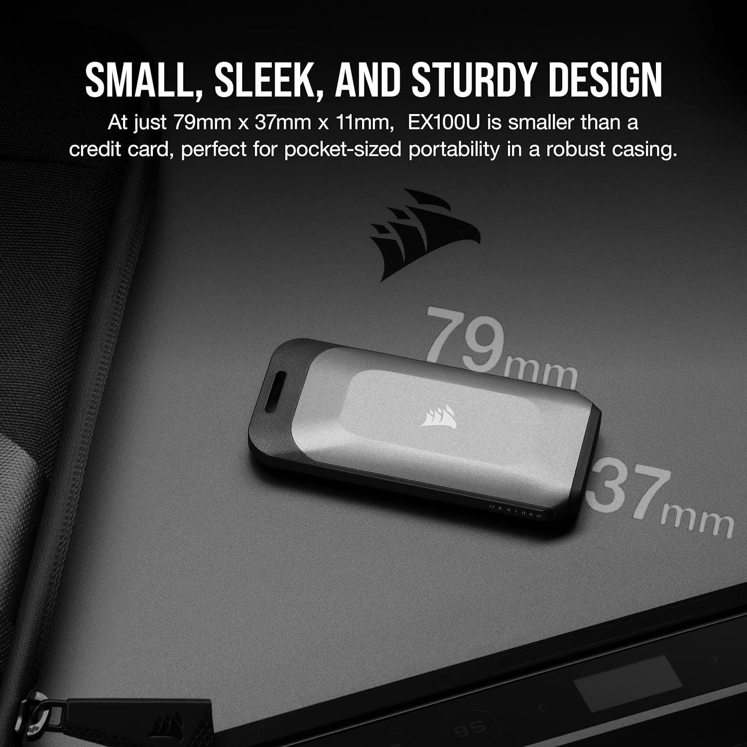 imageCorsair EX400U 4TB USB4 Portable External TypeC SSD  Up to 4000MBs Read 3600MBs Write USB 32 Gen2 2x2 Plug and Play Thunderbolt 4 MagSafe Includes 40Gbps Cable Windows PC iOS Mac  GrayEX100U