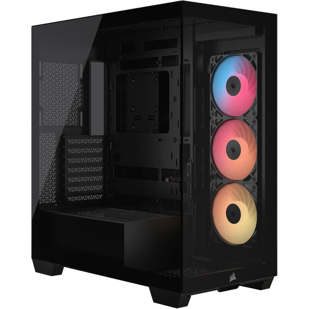 imageCORSAIR 3500X RSR ARGB MidTower PC Case  3X PreInstalled RS120R ARGB Fans GPU AntiSag Arm Fits up to 10x 120mm Fans Reverse Connection Motherboard Compatible  BlackBlack