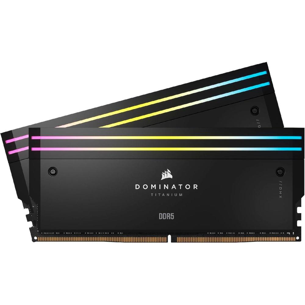 imageCORSAIR Dominator Titanium RGB DDR5 RAM 64GB 4x16GB DDR5 6000MHz CL36 Intel XMP iCUE Compatible Computer Memory  Black CMP64GX5M4B6000C36Black