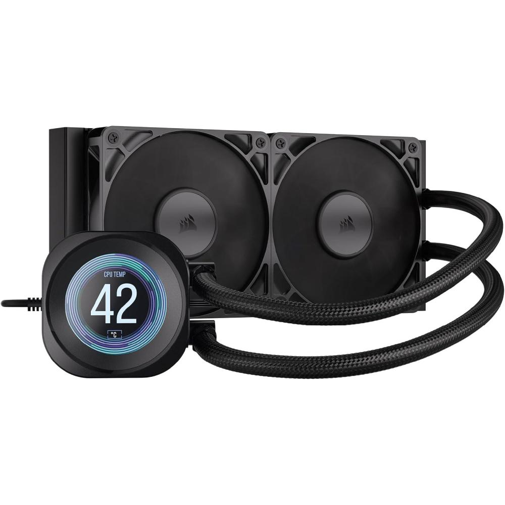 imageCORSAIR Nautilus 240 RS LCD Liquid CPU Cooler  21quot IPS LCD Screen 240mm AIO LowNoise DaisyChain Intel LGA 18511700 AMD AM5AM4  2X RS120 Fans Included  WhiteBlack