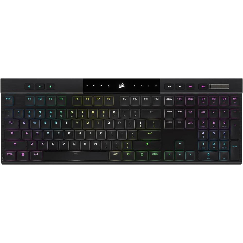 imageCorsair K100 AIR Wireless RGB Mechanical Gaming Keyboard  UltraThin Sub1ms Slipstream LowLatency Bluetooth Cherry MX Ultra Low Profile Keyswitches  NA Layout QWERTY  BlackK100 AIR WIRELESS