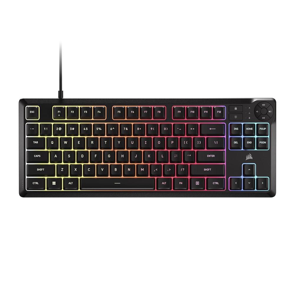 imageCorsair K55 CORE TKL RGB Gaming Keyboard  Tenkeyless 8Zone RGB Quiet Membrane Keys Spill Resistant Media Keys 1000Hz Polling  NA Layout  Black