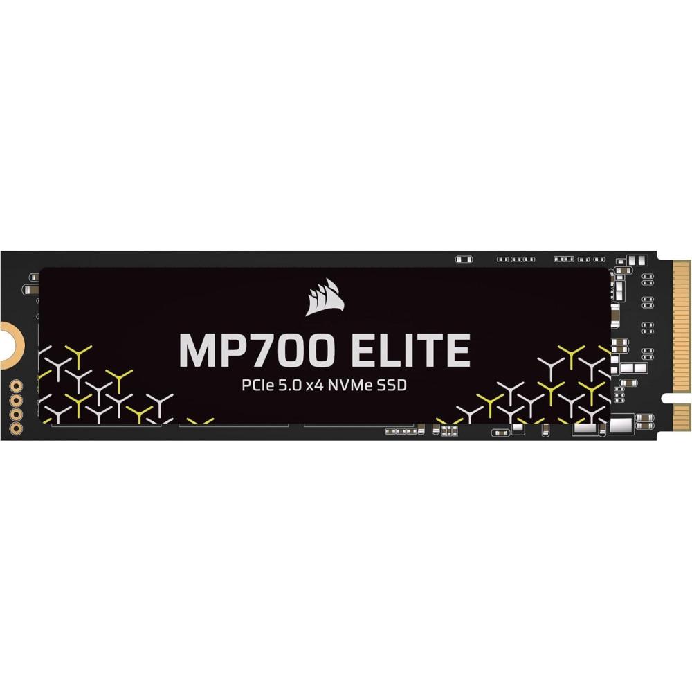 imageCorsair MP700 Elite 2TB PCIe 50 x4 NVMe M2 SSD  Up to 10000MBsec  HighDensity 3D TLC NAND  M2 2280  DirectStorage Compatible  BlackWithout Heatspreader