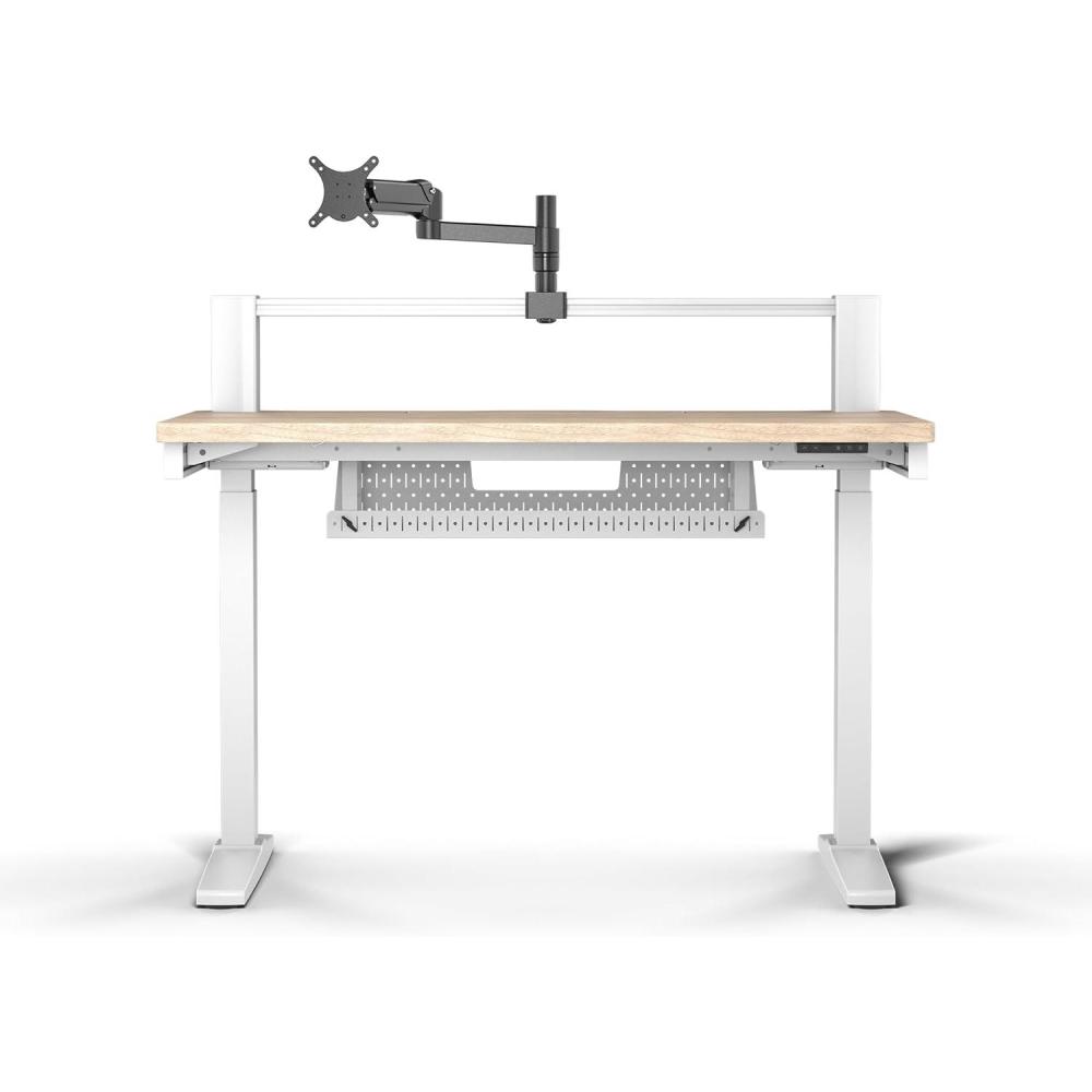 imageCorsair Platform4 Elevate  47 x 30 Inches Adjustable Height Electric Standing Computer Home Office Gaming Desk Memory Presets Cable Management USB Ports Monitor Arm Included  Dark WalnutWhite Pine