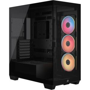 CORSAIR 3500X LX-R RGB iCUE Link Mid-Tower PC Case – 3X Pre-Installed LX120-R RGB Fans, Includes iCUE Link System Hub, GPU Anti-Sag Arm, Fits up to 10x 120mm Fans – Black(Black)
