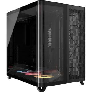 CORSAIR AIR 5400 RS-R ARGB Triple-Chamber Mid-Tower Panoramic PC Case – 3X Pre-Installed Reverse-Rotor RS120-R ARGB Fans, Low-Noise, High Airflow Ducts, Reverse Motherboard Support – Black(Black)