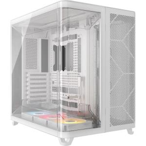 CORSAIR AIR 5400 RS-R ARGB Triple-Chamber Mid-Tower Panoramic PC Case – 3X Pre-Installed Reverse-Rotor RS120-R ARGB Fans, Low-Noise, High Airflow Ducts, Reverse Motherboard Support – Black(White)