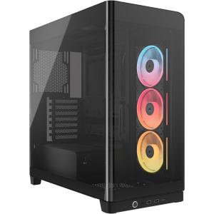 CORSAIR Frame 4500X LX-R RGB Link Panoramic Glass Mid-Tower PC Case – InfiniRail Mounting System, Fits Dual 360mm Radiators, GPU Anti-Sag, 3X LX120R RGB Link Fans Included – Black(Black)
