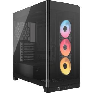 CORSAIR Frame 4500X RS-R ARGB Panoramic Glass Mid-Tower PC Case – InfiniRail Mounting System, Fits Dual 360mm Radiators, GPU Anti-Sag, 3X RS120R Fans Included – White(Black)