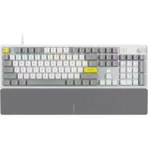 CORSAIR K70 CORE RGB Mechanical Wired Gaming Keyboard with Palmrest – Pre-Lubed MLX Red Linear Switches, SOCD, ABS Double-Shot Keycaps, Sound Dampening, Media Control Dial, QWERTY NA – Black(White)