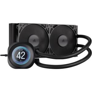 CORSAIR Nautilus 240 RS LCD Liquid CPU Cooler – 2.1″ IPS LCD Screen, 240mm AIO, Low-Noise, Daisy-Chain, Intel LGA 1851/1700, AMD AM5/AM4 – 2X RS120 Fans Included – White(Black)