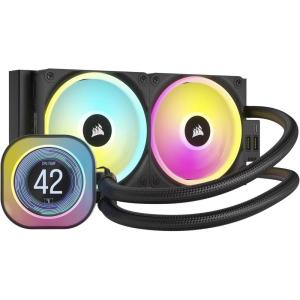 CORSAIR iCUE Link H150i LCD Liquid CPU Cooler – 360mm AIO – QX120 RGB Fans – 2.1” IPS LCD Screen – Fits Intel LGA 1700, AMD AM5 – iCUE Link System Hub Included – Black(Black)