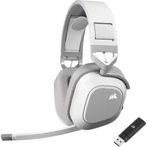 Corsair HS80 MAX Wireless Multiplatform Gaming Headset with Bluetooth – Dolby Atmos – Broadcast Quality Microphone – iCUE Compatible – PC, Mac, PS5, PS4, Mobile – Steel Gray(White)