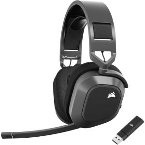 Corsair HS80 MAX Wireless Multiplatform Gaming Headset with Bluetooth – Dolby Atmos – Broadcast Quality Microphone – iCUE Compatible – PC, Mac, PS5, PS4, Mobile – Steel Gray(Gray)