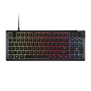 Corsair K55 CORE TKL RGB Gaming Keyboard – Tenkeyless, 8-Zone RGB, Quiet Membrane Keys, Spill Resistant, Media Keys, 1000Hz Polling – NA Layout – Black