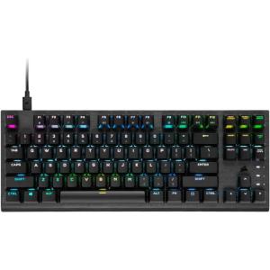 Corsair K60 RGB TKL RGB Tenkeyless Optical-Mechanical Wired Gaming Keyboard – OPX Switches – Polycarbonate Keycaps – iCUE Compatible – QWERTY NA Layout – Black