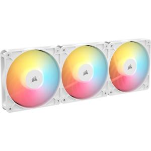 Corsair RS120-R ARGB 120mm PWM ARGB Reverse Fans – Reverse Rotor, +5V ARGB Connections, Eight RGB LEDs, High Static Pressure, Daisy-Chain, Magnetic Dome Bearing, Zero RPM Mode – Triple Pack – White