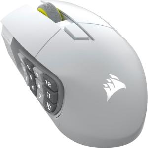 Corsair Scimitar Elite Wireless SE MMO PC Gaming Mouse – 33,000 DPI, 16 Programmable Buttons, Key Slider, Elgato Virtual Stream Deck, 1,000Hz Polling, Up to 150-Hour Battery – White(White)