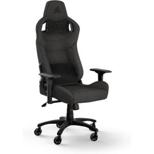 Corsair T3 Rush Fabric Gaming Chair (2023) – Racing-Inspired Design – Soft Fabric Exterior – Padded Neck Cushion – Memory Foam Lumbar Support – Adjustable Seat Height – Charcoal(Charcoal)