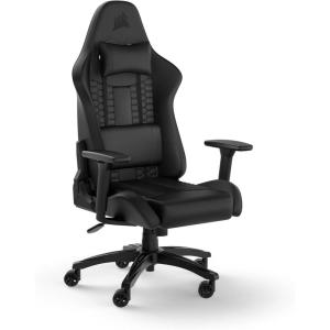 Corsair TC100 Relaxed Gaming Chair – Fabric – Racing-Inspired Design – Lumbar Pillow – Detachable Memory Foam Neck Pillow – Adjustable Seat Height – Adjustable Armrests – Gray and Black(Black)