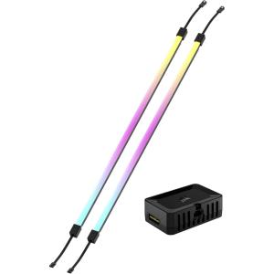 Corsair iCUE Link LS430 Aurora RGB Light Strips 430mm Kit – 2X Magnetic Diffused Individually Addressable RGB LED Strips – iCUE Link Adapter and ARGB to iCUE 3-Pin Adapter Cable Included(350mm)