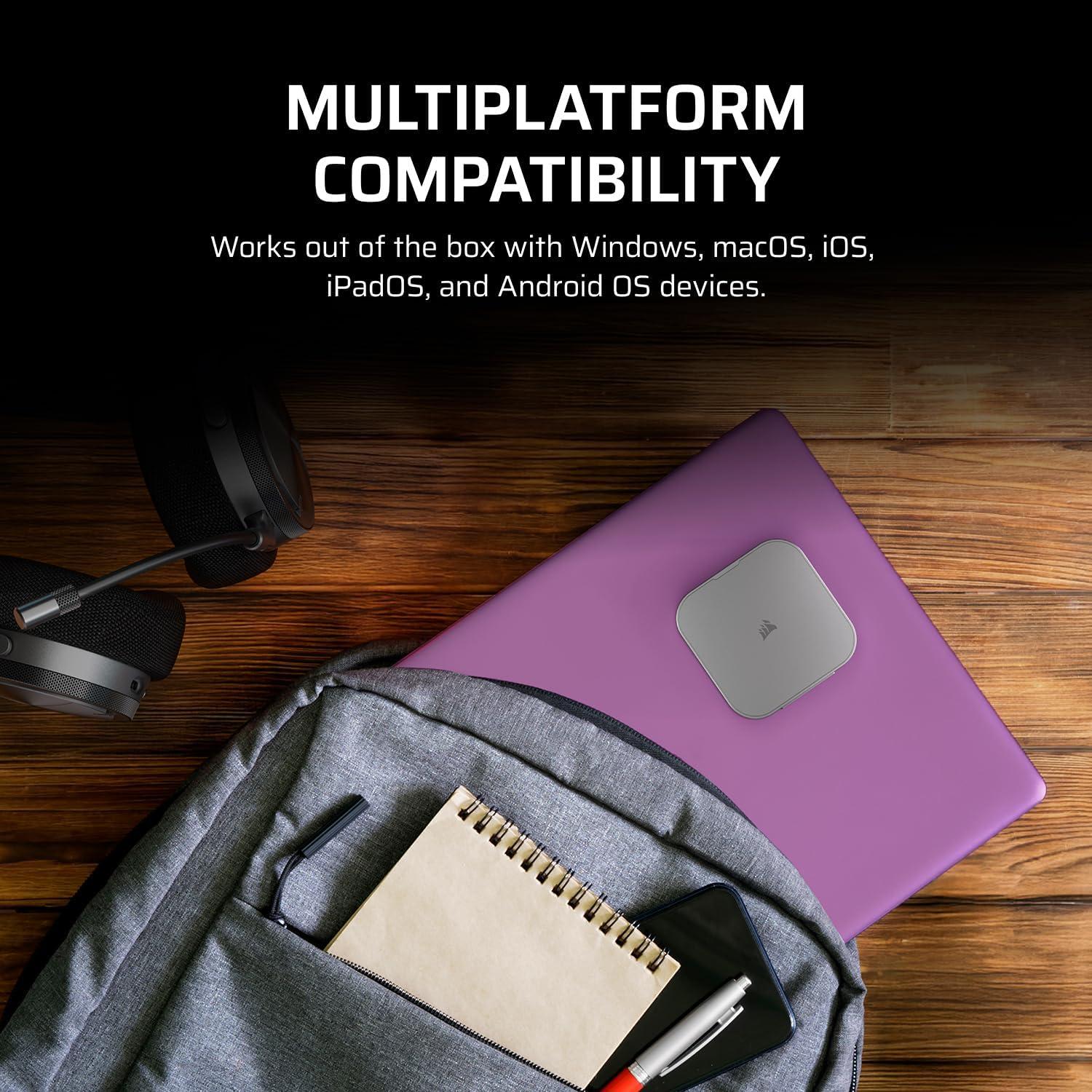 imageCORSAIR EX300U 2TB Portable External USBC SSD  USB 32 TypeC Gen2 Connection Plug and Play MagSafe Cable Included  Windows PC macOS iOS iPadOS Android  GrayGray 2TB