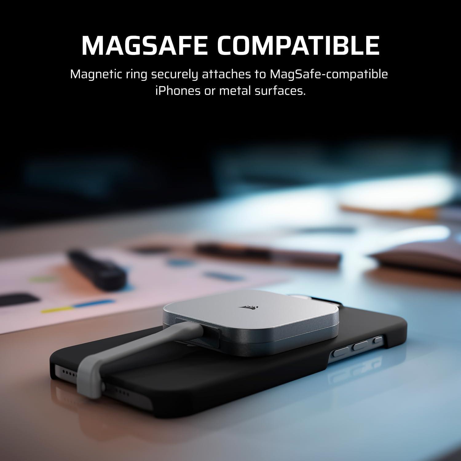 imageCORSAIR EX300U 2TB Portable External USBC SSD  USB 32 TypeC Gen2 Connection Plug and Play MagSafe Cable Included  Windows PC macOS iOS iPadOS Android  GrayGray 4TB