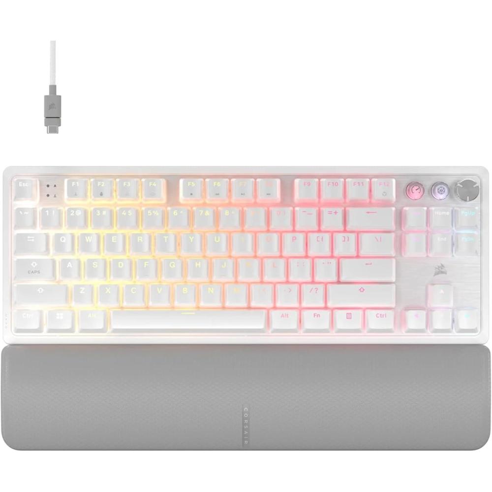 imageCORSAIR K70 MAX RGB Magnetic Mechanical Wired Gaming Keyboard  MGX Adjustable Switches Simultaneous SOCD and Rapid Trigger PBT DoubleShot Keycaps Sound Dampening 8000Hz Polling QWERTY NA BlackTKL