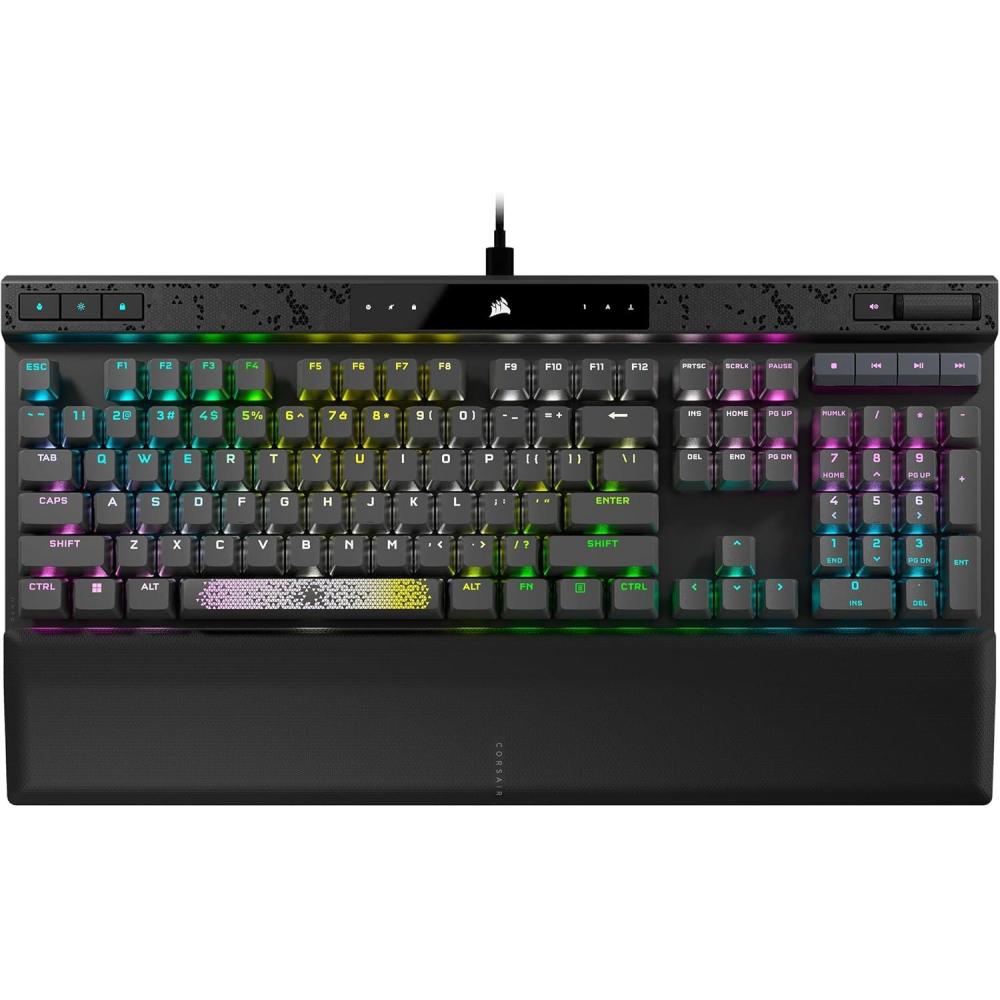 imageCORSAIR K70 MAX RGB Magnetic Mechanical Wired Gaming Keyboard  MGX Adjustable Switches Simultaneous SOCD and Rapid Trigger PBT DoubleShot Keycaps Sound Dampening 8000Hz Polling QWERTY NA BlackFull Size