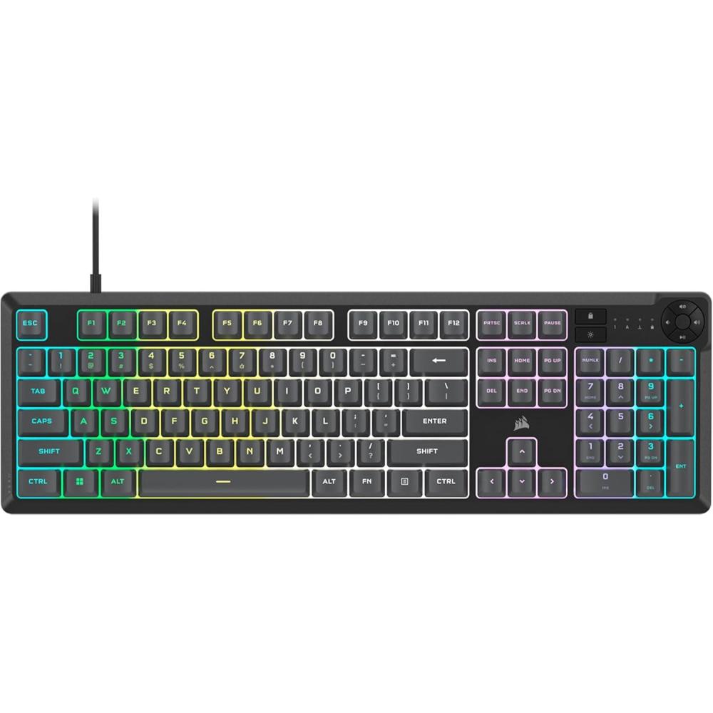 imageCorsair K55 RGB PRO Membrane Wired Gaming Keyboard  IP42 Dust and SpillResistant  6 Macro Keys with Elgato Integration  iCUE Compatible  QWERTY NA  PC Mac Xbox  BlackGray