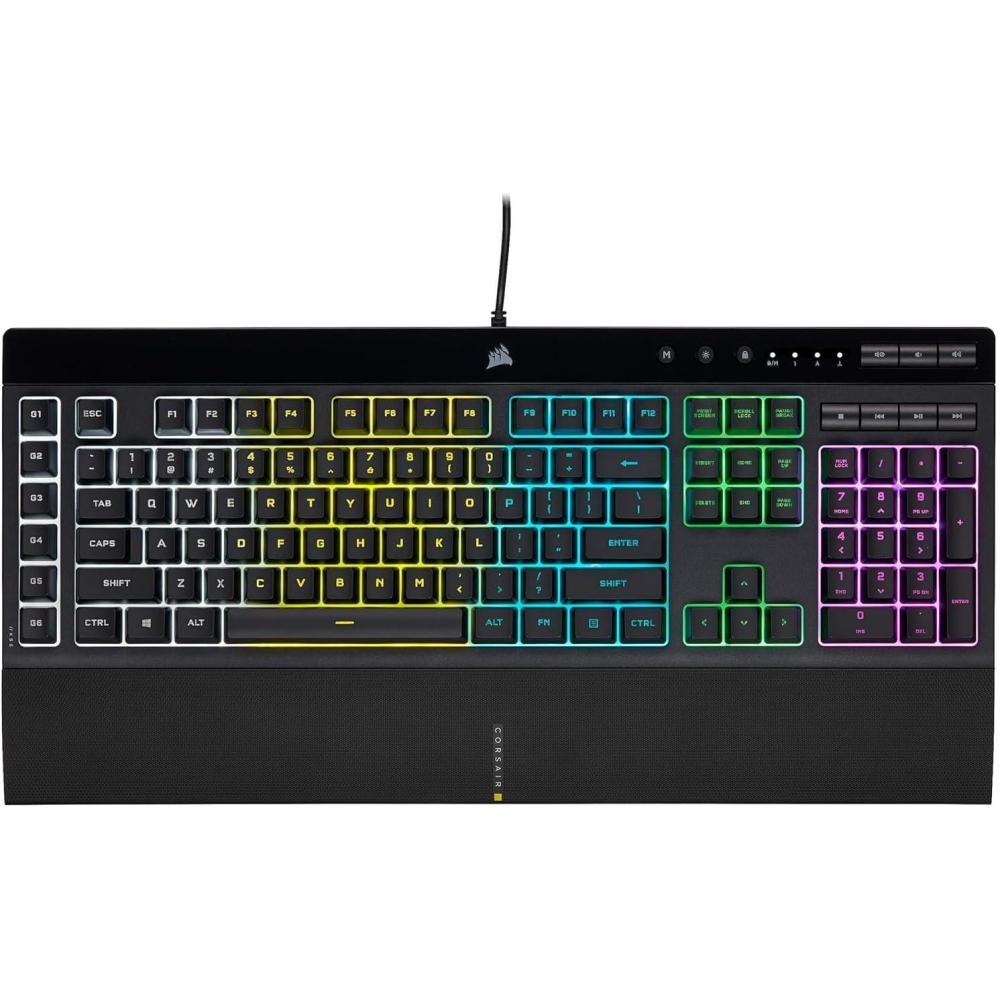 imageCorsair K55 RGB PRO Membrane Wired Gaming Keyboard  IP42 Dust and SpillResistant  6 Macro Keys with Elgato Integration  iCUE Compatible  QWERTY NA  PC Mac Xbox  BlackBlack
