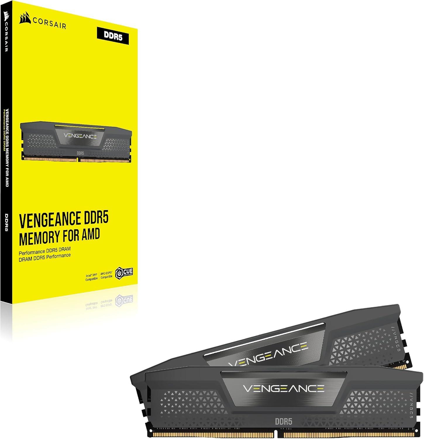 imageCORSAIR Vengeance DDR5 96GB 2x48GB DDR5 6000MHz CL30 AMD Expo Intel XMP iCUE Compatible Computer Memory  Gray CMK96GX5M2B6000Z3032GB 2 x 16GB