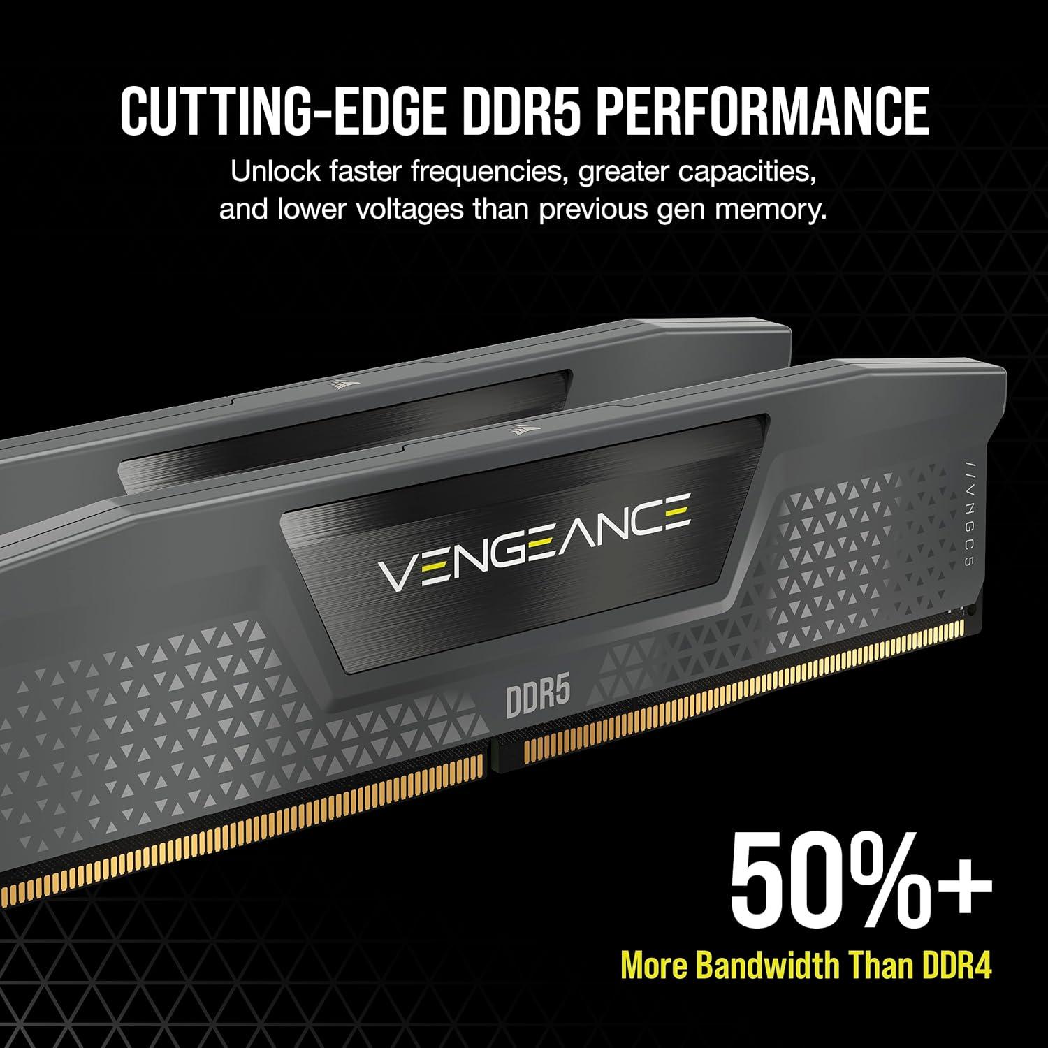 imageCORSAIR Vengeance DDR5 96GB 2x48GB DDR5 6000MHz CL30 AMD Expo Intel XMP iCUE Compatible Computer Memory  Gray CMK96GX5M2B6000Z3032GB 2 x 16GB