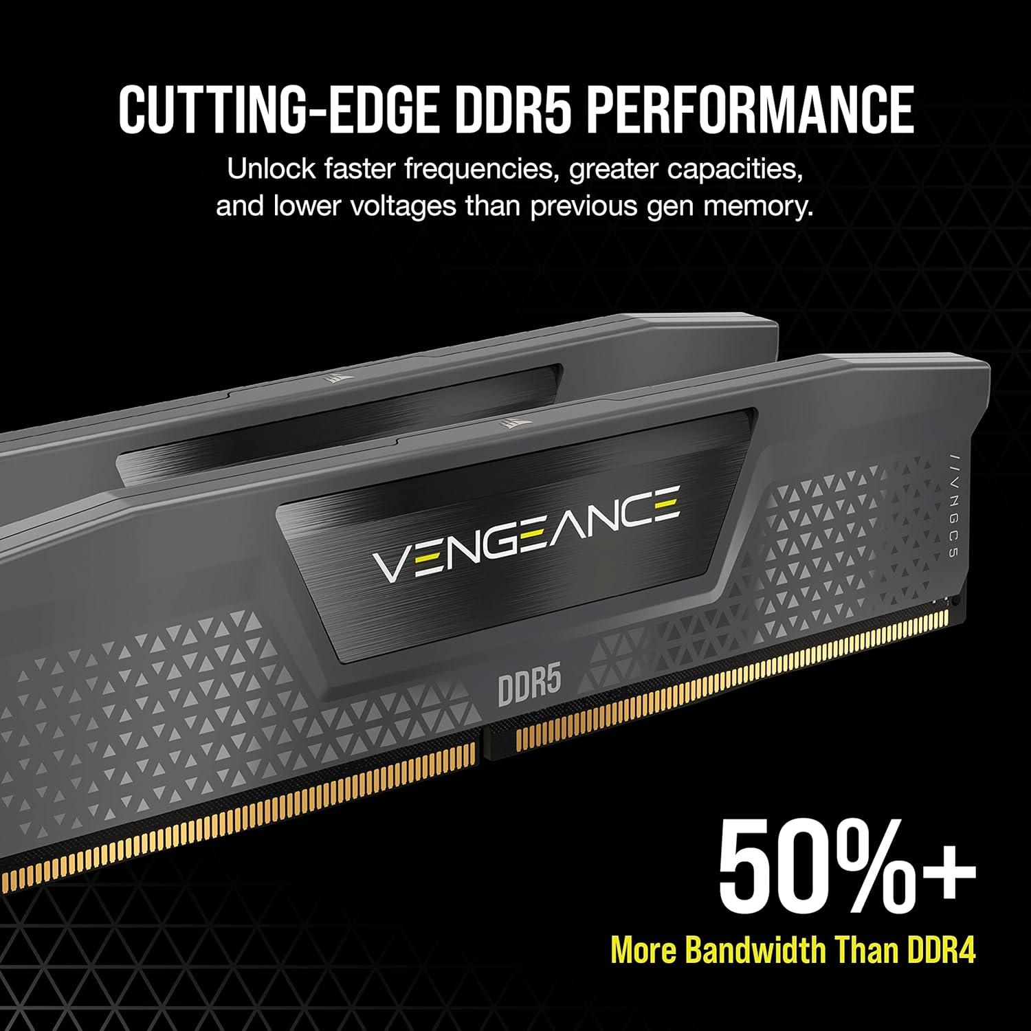 imageCORSAIR Vengeance DDR5 RAM 16GB 1x16GB 5600MHz CL40404077 125V AMD Expo Intel XMP 30 Desktop Computer Memory  Gray CMK16GX5M1B5600Z4032GB 2 x 16GB