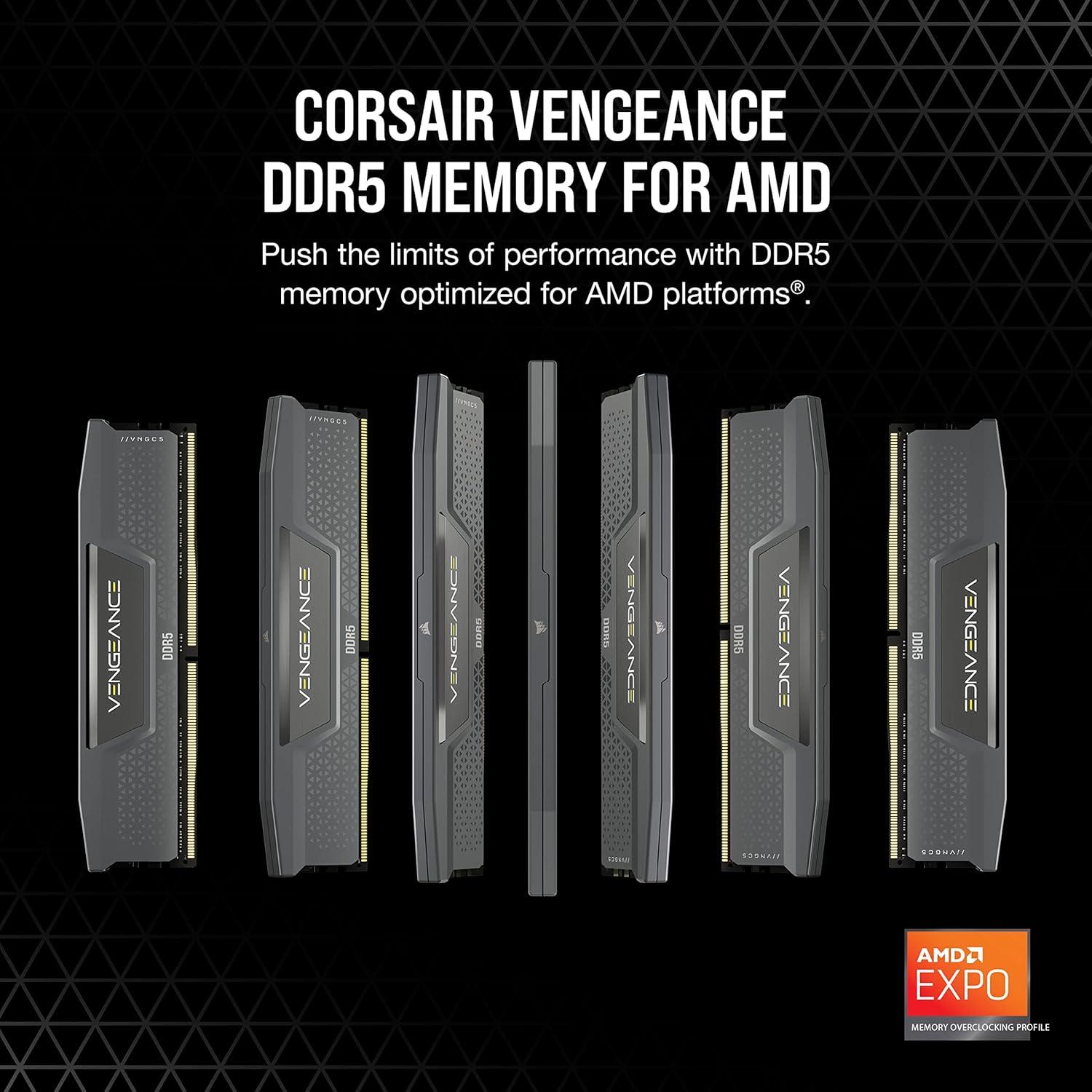 imageCORSAIR Vengeance DDR5 RAM 16GB 1x16GB 5600MHz CL40404077 125V AMD Expo Intel XMP 30 Desktop Computer Memory  Gray CMK16GX5M1B5600Z4032GB 2 x 16GB