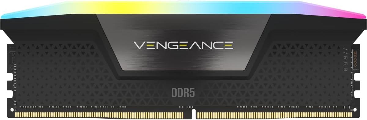 imageCORSAIR Vengeance RGB DDR5 RAM 16GB 1x16GB 5200MHz CL40 Intel XMP iCUE Compatible Computer Memory  Black CMH16GX5M1B5200C40Black