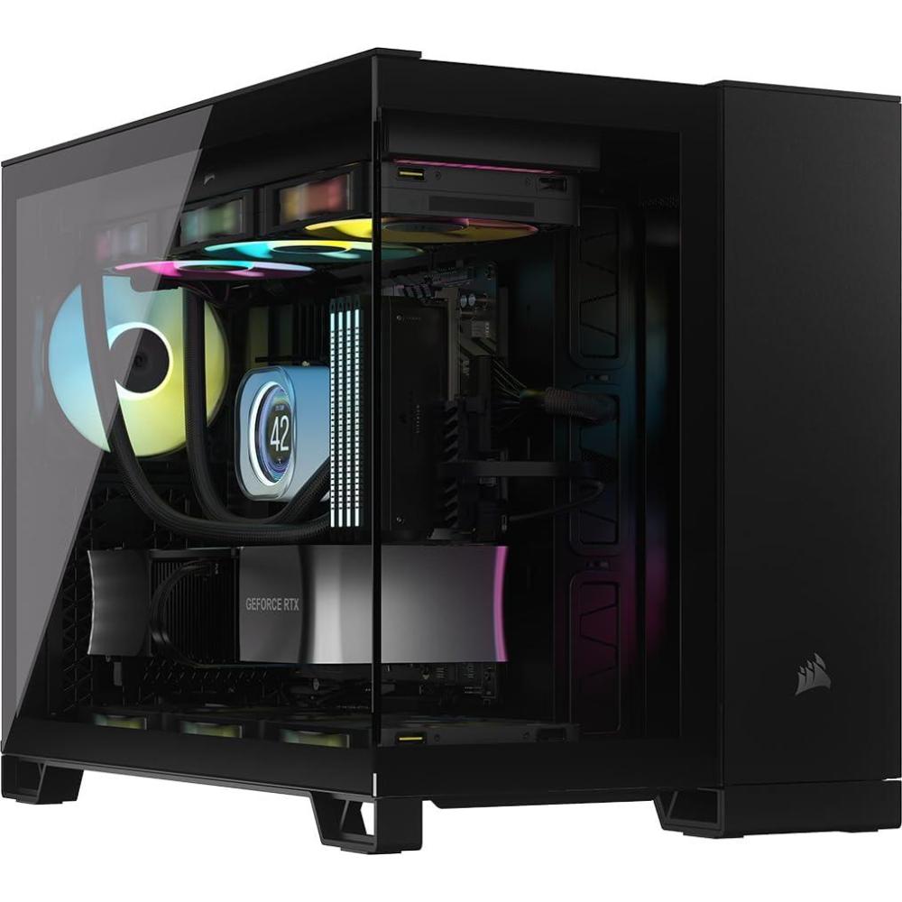 imageCORSAIR iCUE Link 2500X RGB Tempered Glass mATX MidTower Dual Chamber PC Case  2X CORSAIR RX120 RGB Fans Included  Wide Cooling Flexibility  Reverse Connection Motherboard Compatible  BlackBlack