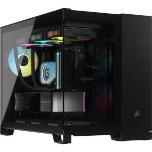 CORSAIR iCUE Link 2500X RGB Tempered Glass mATX Mid-Tower Dual Chamber PC Case – 2X CORSAIR RX120 RGB Fans Included – Wide Cooling Flexibility – Reverse Connection Motherboard Compatible – Black(Black)