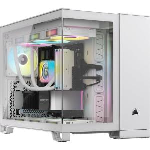 CORSAIR iCUE Link 2500X RGB Tempered Glass mATX Mid-Tower Dual Chamber PC Case – 2X CORSAIR RX120 RGB Fans Included – Wide Cooling Flexibility – Reverse Connection Motherboard Compatible – Black(White)