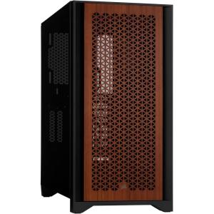 Corsair 4000D Airflow Tempered Glass Mid-Tower ATX Case with Teak Front Panel – High-Airflow – Cable Management System – Spacious Interior – Two Included 120 mm Fans – Black and Teak