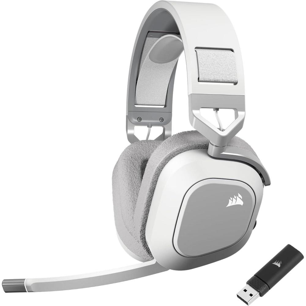 imageCorsair HS80 MAX Wireless Multiplatform Gaming Headset with Bluetooth  Dolby Atmos  Broadcast Quality Microphone  iCUE Compatible  PC Mac PS5 PS4 Mobile  Steel GrayWhite
