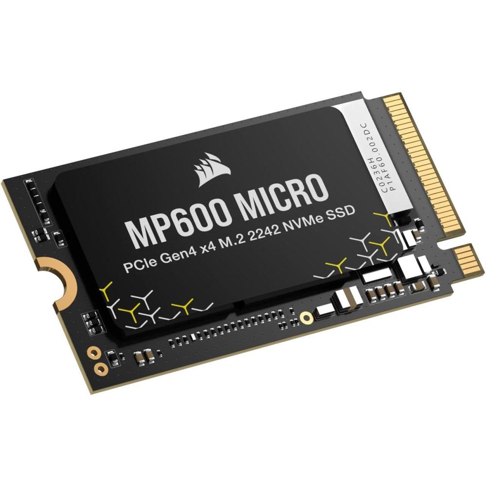 imageCorsair MP600 Micro 1TB M2 NVMe PCIe x4 Gen4 2 SSD M2 2242 Up to 5100MBsec Sequential Read HighDensity 3D TLC NAND Compatible with Lenovo Legion Go and Thin PCIe 40 Laptops Black1 TB