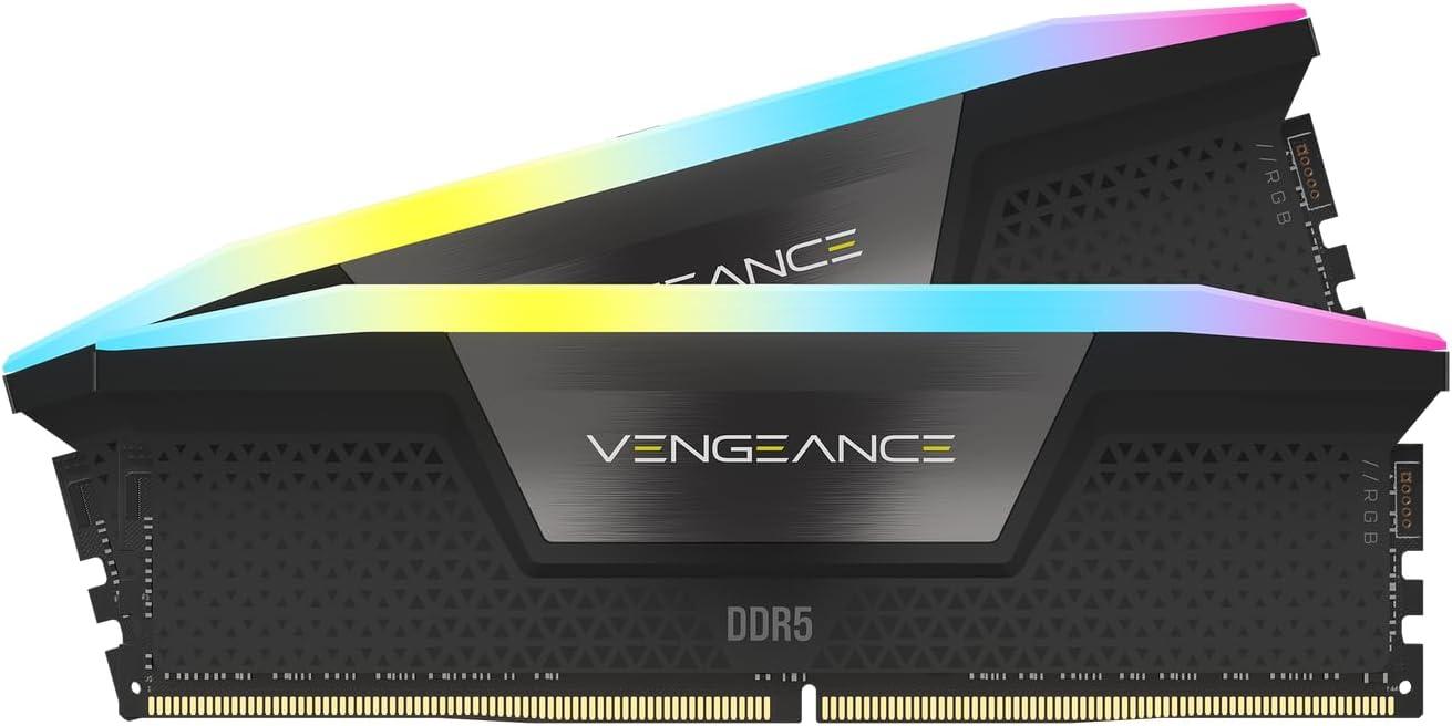imageCORSAIR VENGEANCE RGB DDR5 RAM 32GB 2x16GB 6200MHz CL36 Intel XMP iCUE Compatible Computer Memory White CMH32GX5M2B6200C36WBlack