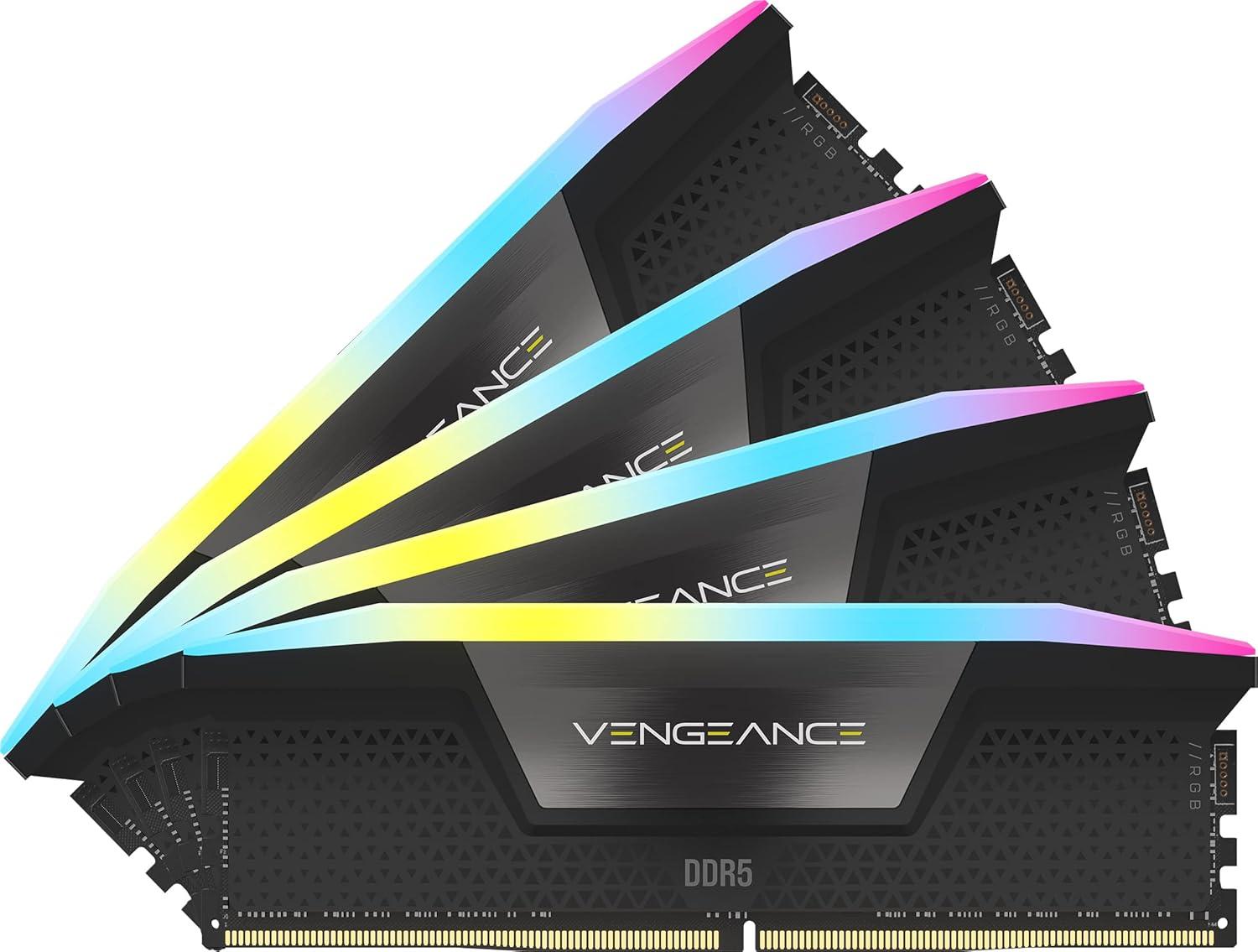 imageCORSAIR VENGEANCE RGB DDR5 RAM 32GB 2x16GB 6200MHz CL36 Intel XMP iCUE Compatible Computer Memory White CMH32GX5M2B6200C36WBlack