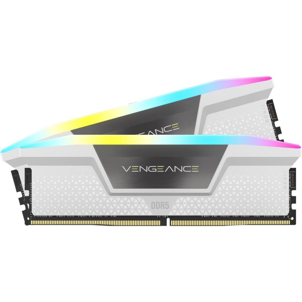 imageCORSAIR Vengeance RGB DDR5 RAM 32GB 2x16GB 6400MHz CL32 Intel XMP iCUE Compatible Computer Memory White CMH32GX5M2B6400C32WWhite