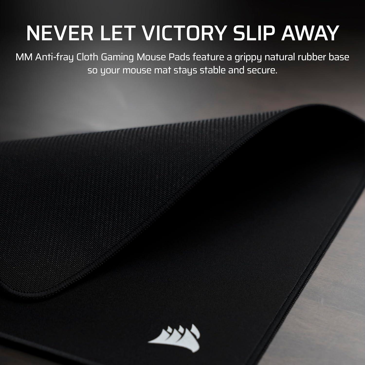 imageCorsair MM AntiFray Cloth Gaming Mouse Pads Precision MicroWoven Surface NonSlip Natural Rubber Base Stitched EdgesBlack