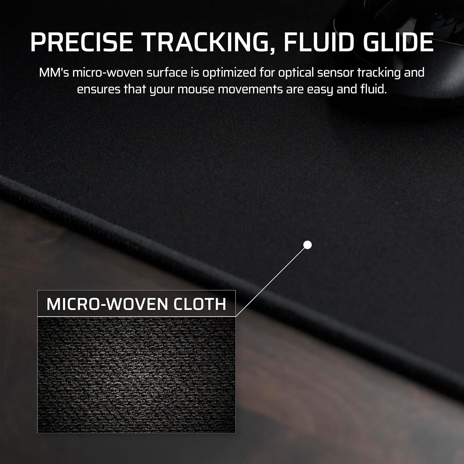 imageCorsair MM AntiFray Cloth Gaming Mouse Pads Precision MicroWoven Surface NonSlip Natural Rubber Base Stitched EdgesBlack