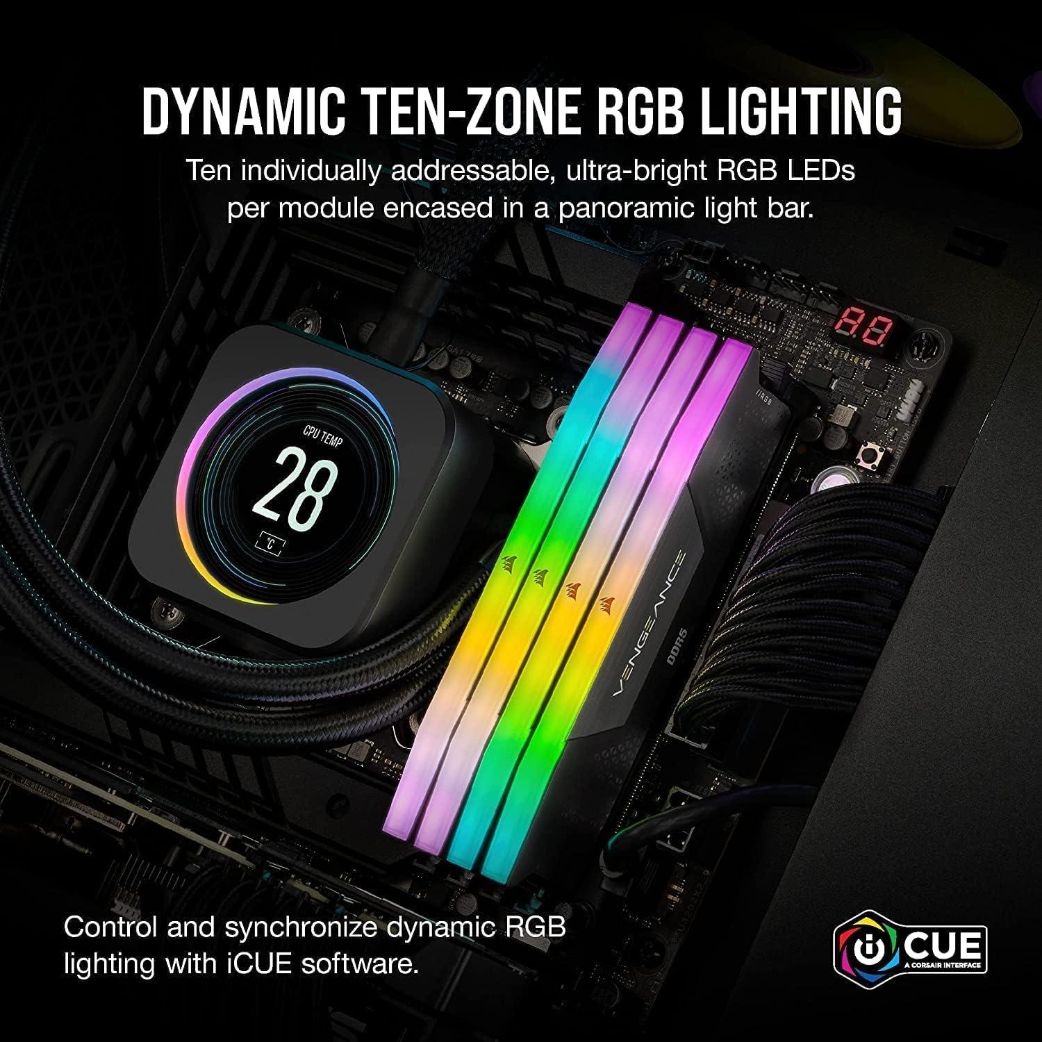 imageCORSAIR VENGEANCE RGB DDR5 RAM 32GB 2x16GB 6000MHz CL36444496 135V Intel XMP 30 Desktop Computer Memory White CMH32GX5M2E6000C36WBlack