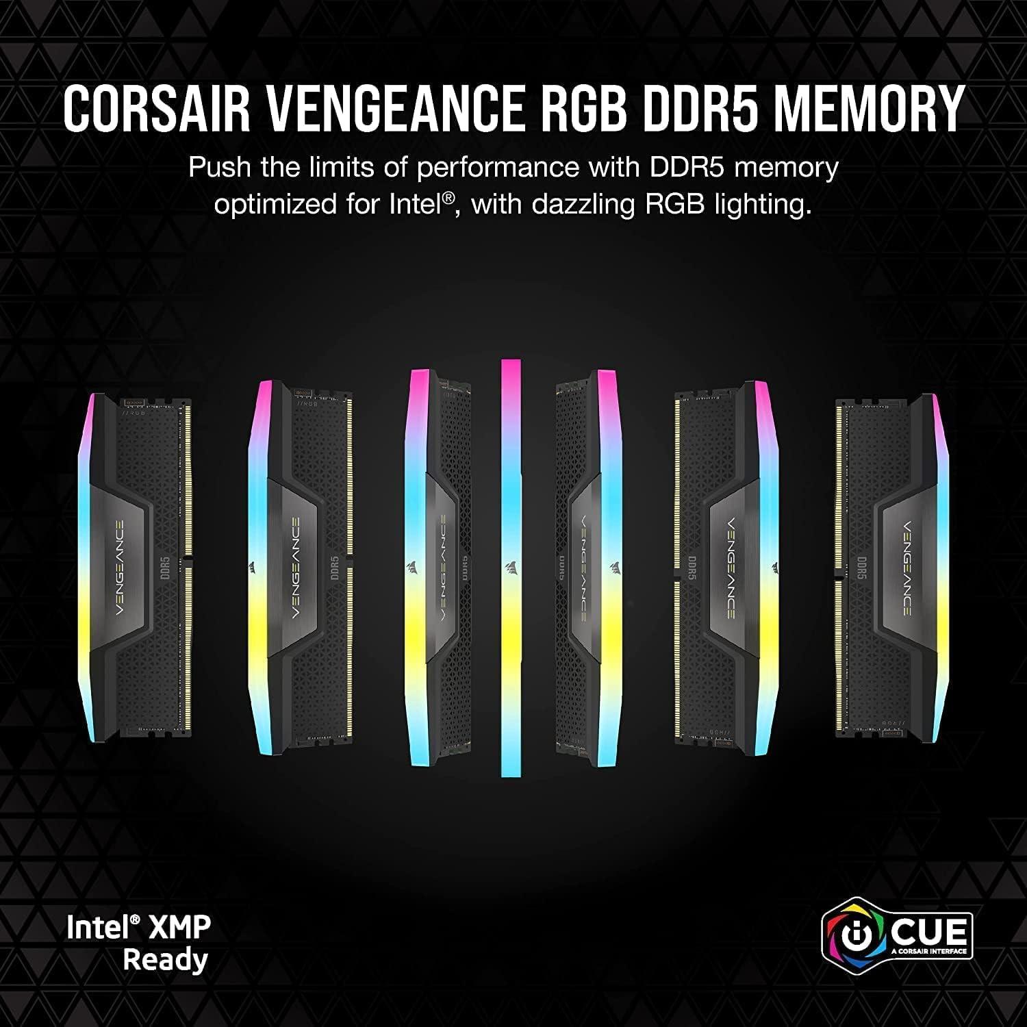 imageCORSAIR VENGEANCE RGB DDR5 RAM 32GB 2x16GB 6000MHz CL36444496 135V Intel XMP 30 Desktop Computer Memory White CMH32GX5M2E6000C36WBlack