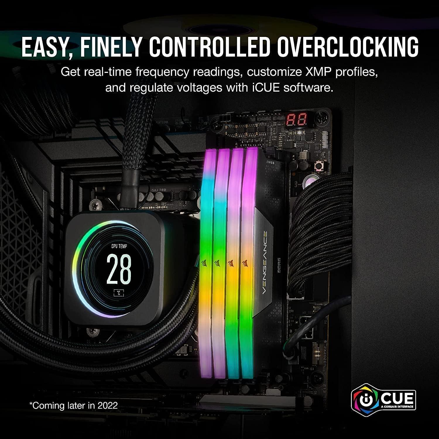imageCORSAIR VENGEANCE RGB DDR5 RAM 32GB 2x16GB 6000MHz CL36444496 135V Intel XMP 30 Desktop Computer Memory White CMH32GX5M2E6000C36WBlack